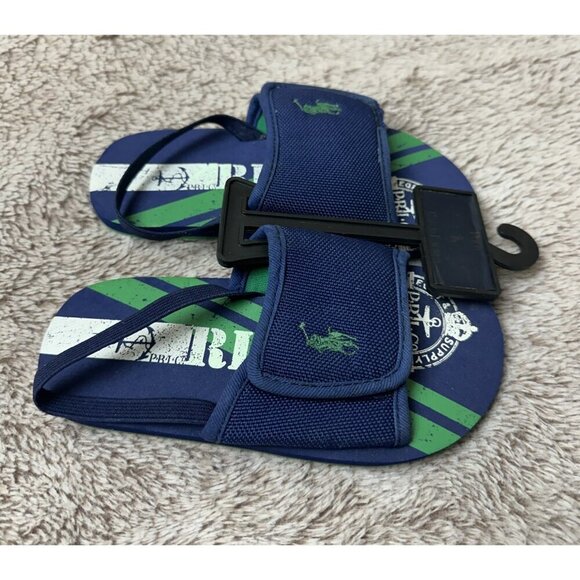 Polo Ralph Lauren Kids Shoes 10 Slide w/ Strap Slip On Sandals Blue - Picture 3 of 16